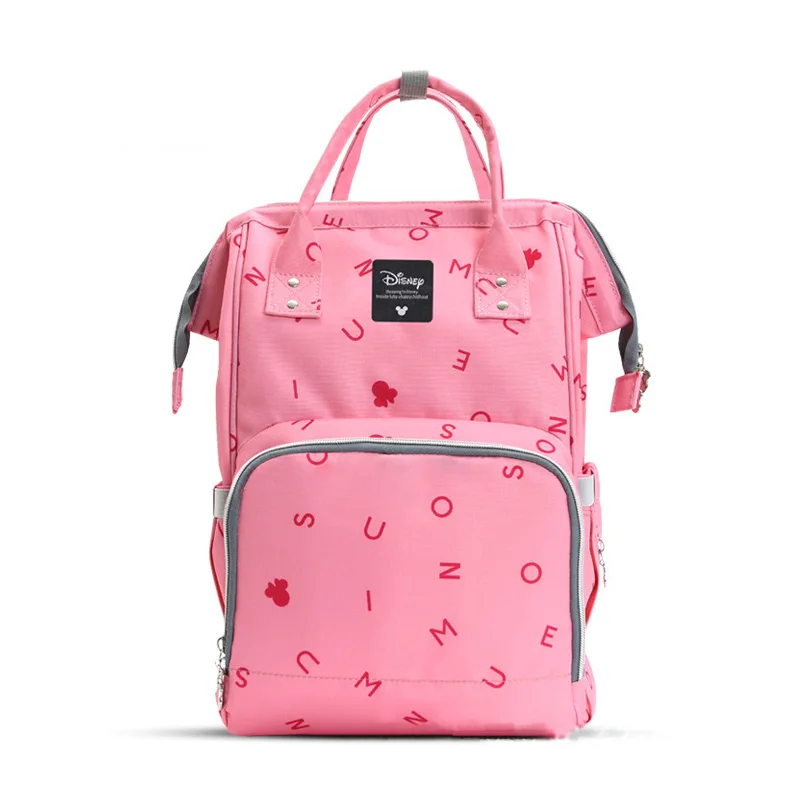 Натуральная сумка для мамы с Микки Маусом disney, многофункциональная сумка для беременных, Детская сумка для ухода за подгузниками, рюкзак для путешествий, Bolsa de molia - Цвет: Pink