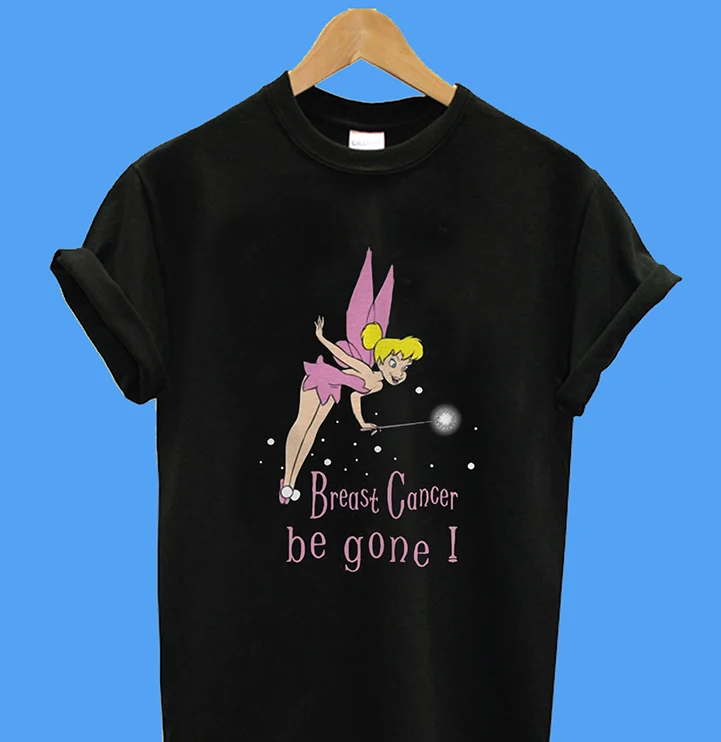 

Summer funny print men tshirt women Tinkerbell Breast Cancer Be Gone T-Shirt