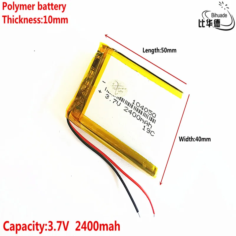 

2019 Good Qulity 3.7V,2400mAH 104050 Polymer lithium ion / Li-ion battery for tablet pc BANK,GPS,mp3,mp4