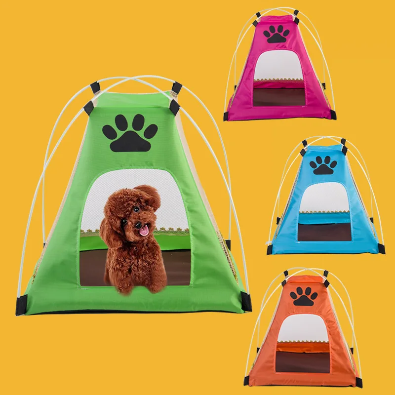 

Creative Summer Dogs Outdoor Tent Bed House With Mat Small Medium Cartoon Pet Dog House Dog Cat Bed Supplies