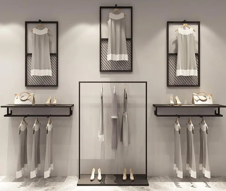 

Clothing store display rack wall side display rack wall hanging clothes rack