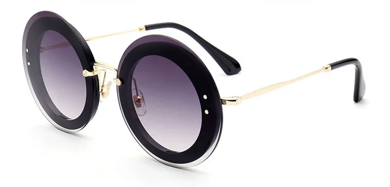 SHAUNA, большие размеры, модные женские круглые солнцезащитные очки, фирменный дизайн, женские солнцезащитные очки с градиентными линзами - Цвет линз: Black Grey