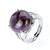 New Fashion Unique Ring for Women Round Natural Stone Casual Finger Rings Purple Crystal Pink Quartz Silver Color Party Jewelry ► Photo 1/4