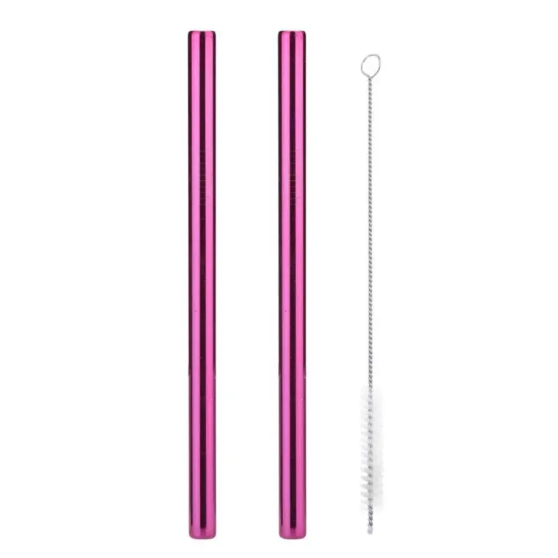 pink 3 шт./компл. из нержавеющей стали, многоразовый прямые Соломка для напитков+ Набор Щеток Для Чистки - Цвет: pink