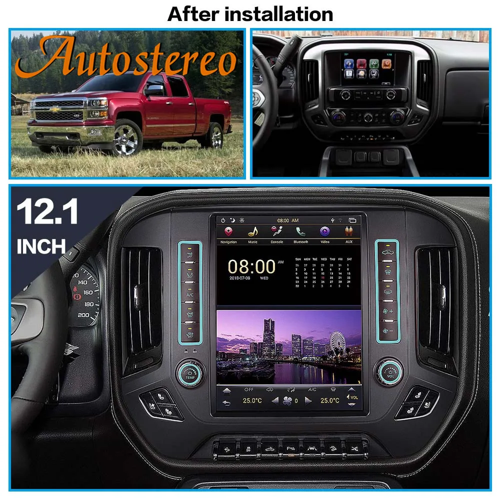 Best Android 8.1 Tesla style Car GPS Navigation For GMC SIERRA 2015+ headunit stereo multimedia radio tape recorder satellite radio 1