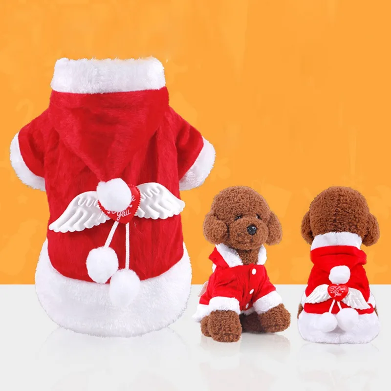Рождественская осенне-зимняя одежда с крыльями ангела Собаки Одежда для домашних животных