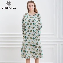 Фотография VEROVIVA Autumn Floral Printed Midi Dress Women Vintage O-neck Pockets Line Straight Dress Casual Loose Elegant Dress Vestidos 