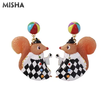 

MISHA Trendy Stud Earrings For Women Circus Cute Squirrel Design Handmade Enamel Glazed Earrings Jewelry For Girls Ladies L936