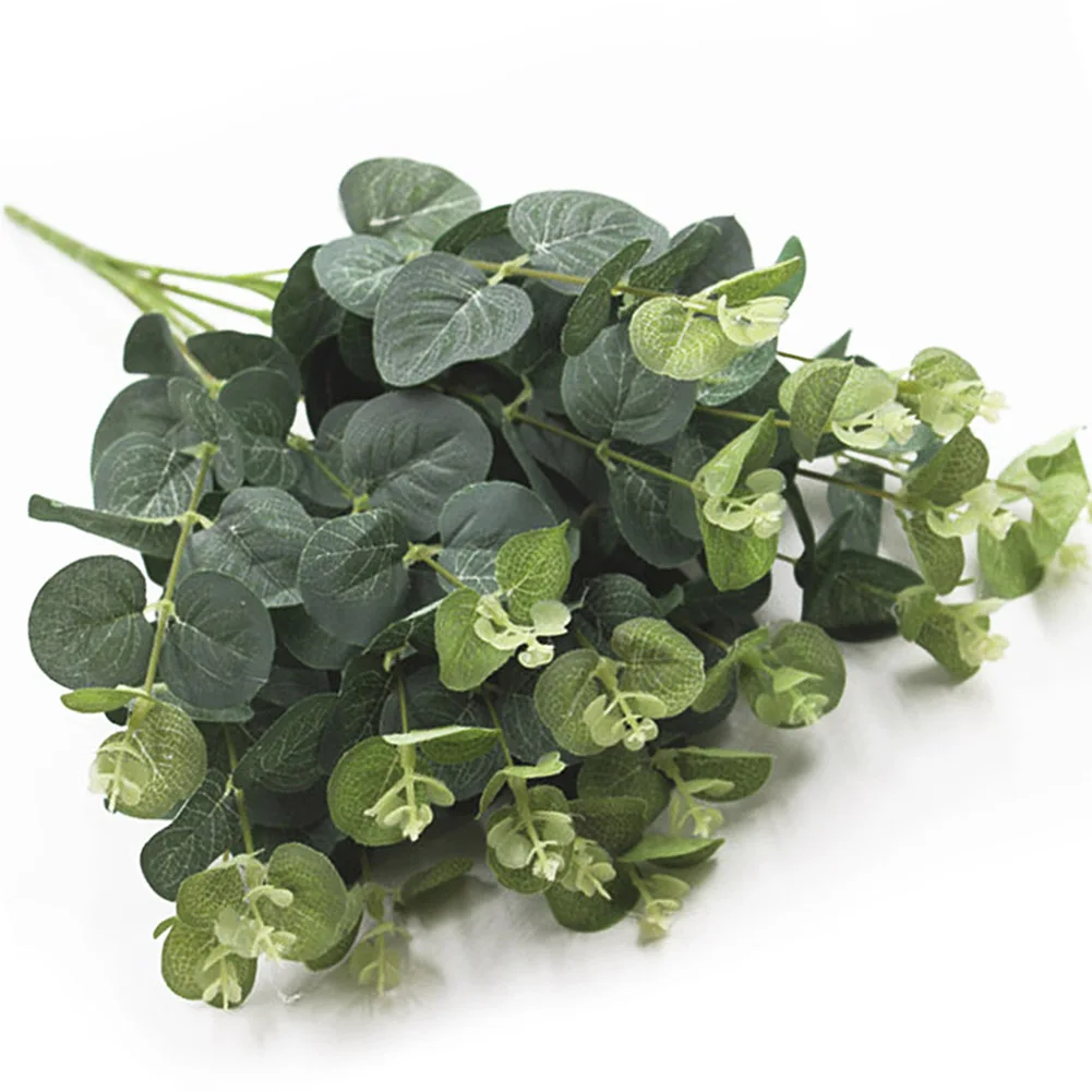 

20 Heads Artificial Money Leaf Eucalyptus Simulation Silk Cloth Green Plant Fake Leaves Party Landscape Home Garden Decoration