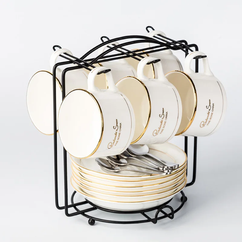 

Coffee Cup Plates Iron Rack Mug Hanging Holders Under Cupboard Shelf Hooks Cabinet Glass Plate Dishes Organizer with 2/6 Hooks