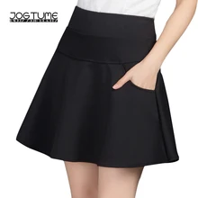 JOGTUME Женская мини-юбка с карманом осень зима с высокой талией плотные черные юбки со вшитыми шортами повседневная юбка в складку для дам