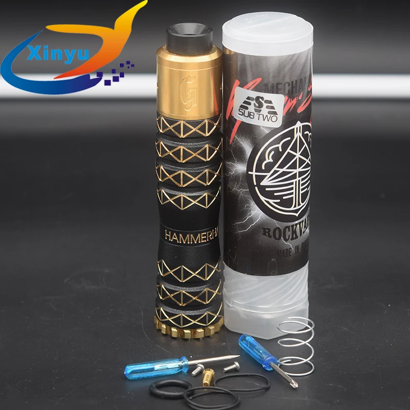 2018 newest HAMMERHAND mod kit 18650 battery 25mm brass Mechanical Vaporizer mod vape with 528 GOON 25 RDA Adjustable tank