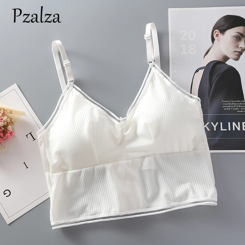 

New Black Crop Top Slim Women Thank Top Casual Street Style White Bralette Crop Top Removable Chest Pad Push Up Ladies Tops
