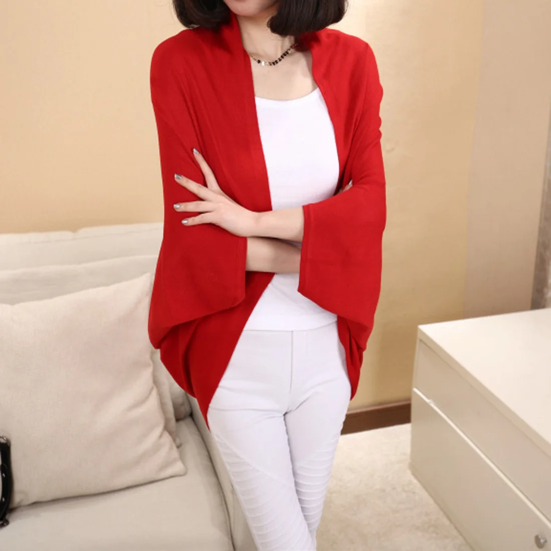 المرأة Fallsweater جاكيت سوينغ 2018 جديد الشتاء شال الخفافيش الأكمام فضفاضة متماسكة سترة عارضة سترة أبلى البلوزات