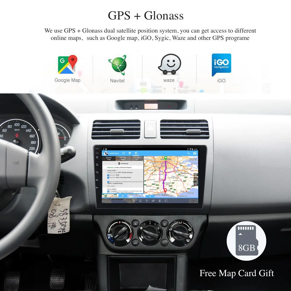 Perfect Car 1 din radio android 7.1 GPS Navi for Suzuki Swift 2008 + autoradio navigation head unit multimedia video play stereo 2Gb Ram 1
