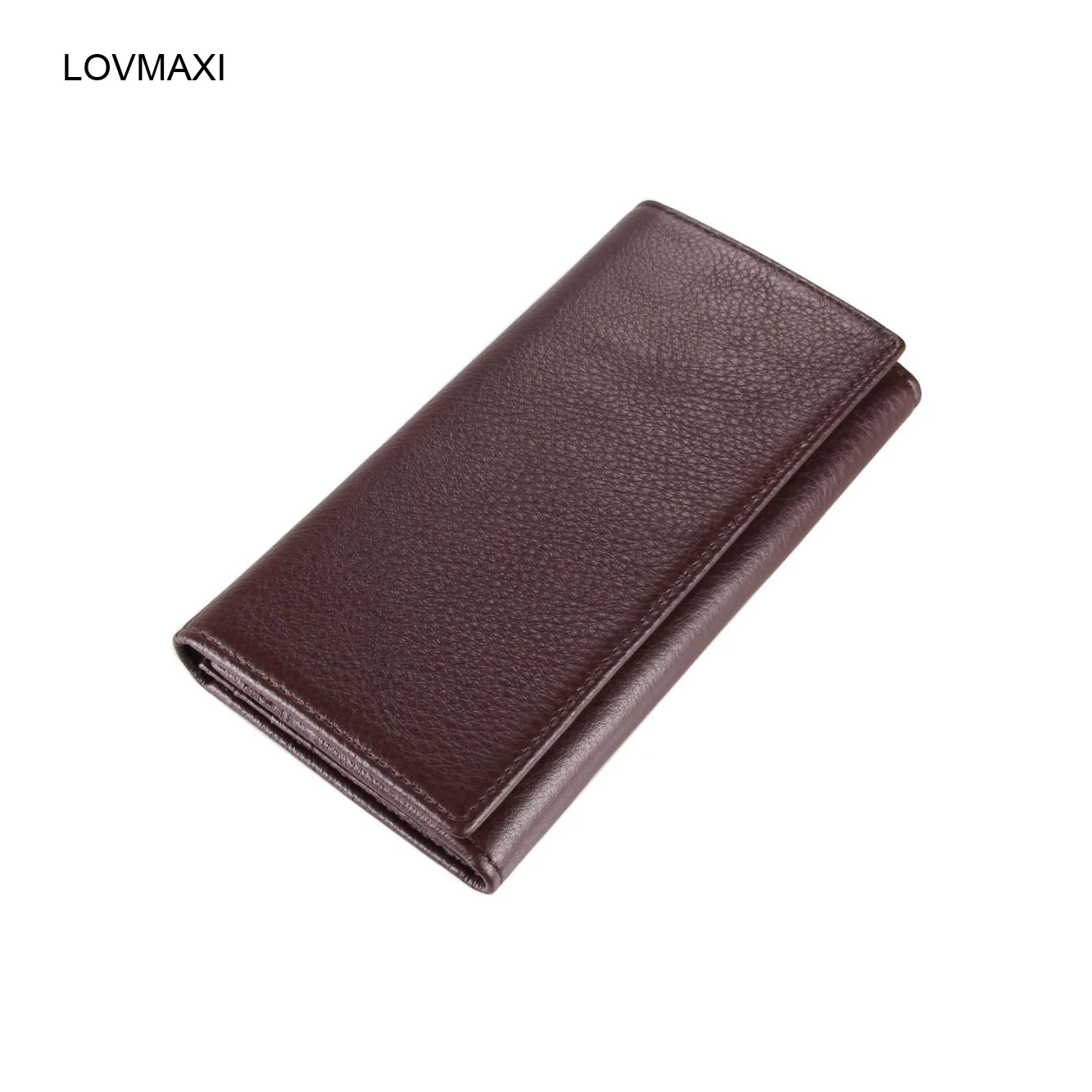 

LOVMAXI Men's wallets genuine leather long wallets 3-fold NAPA leather money clip purse wallets Male
