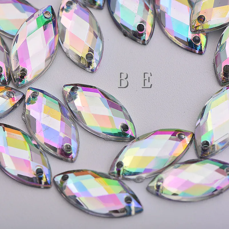 

500pcs/lot 7X15mm High quality Clear AB Sewing On Acrylic Horse Eye Shape Rhinestone Gems With Flatback for Clothes Shoe Craft