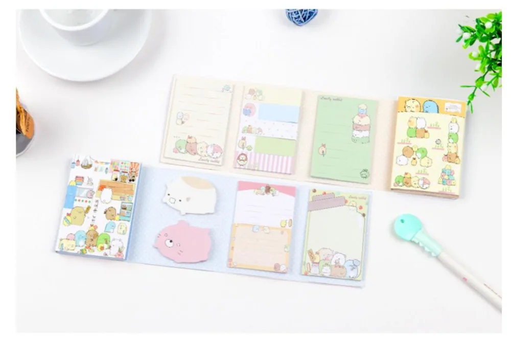 Лучший Sumikko Gurashi 6 складной блокнот для заметок Липкие заметки закладки для блокнота подарочные канцелярские товары