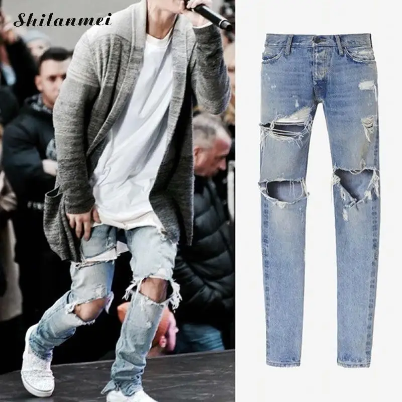 Popular Destroyed Skinny Jeans-Buy Cheap Destroyed Skinny Jeans Cool Punk Men's Hip Hop swag men jeans 2017 Best Version Men Destroyed Tour Pants Skinny - Popular Destroyed Skinny Jeans-Buy Cheap Destroyed Skinny Jeans