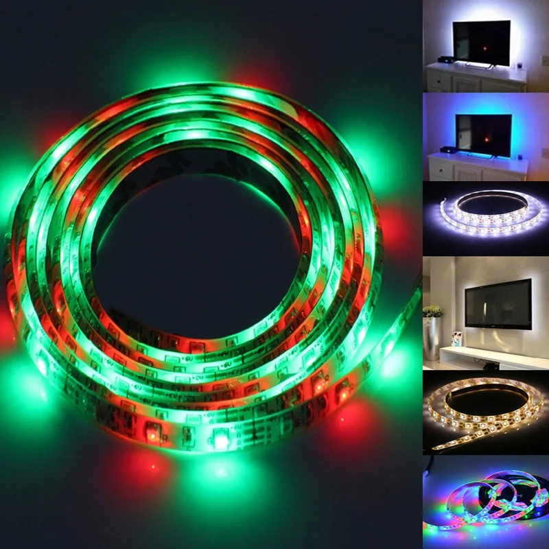 

5V USB Cable LED Strip Light TV Background Lighting 1m 2m 3m 4m 5m LED SMD2835 Light Strip RGB Warm Cool White Desktop Screen