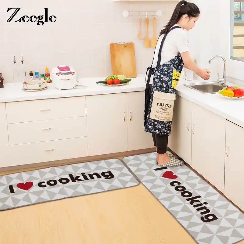 Zeegle Kitchen Rugs Entrance Doormats Utensils Printed Hallway Mats Bedroom Bedside Rug Anti Slip Coffee Table Floor Mats Aliexpress