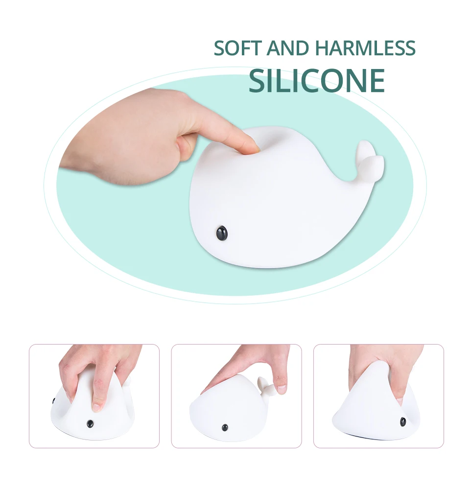 Touch Silicone Led Night Light USB Rechargeable Baby Children Kids Gift Animal Cartoon Lamp Bedside Bedroom (5)