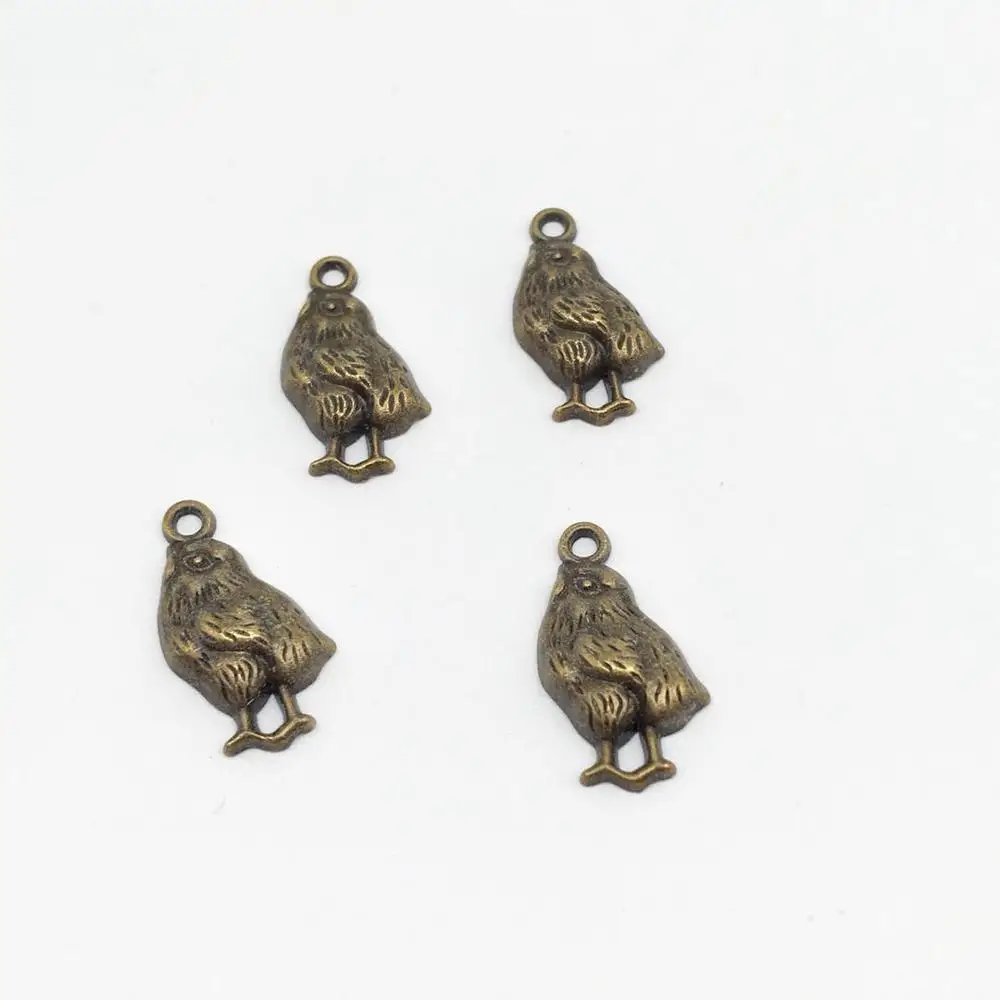 Colgantes de pollo de metal para fabricación de joyas, dijes de pollito