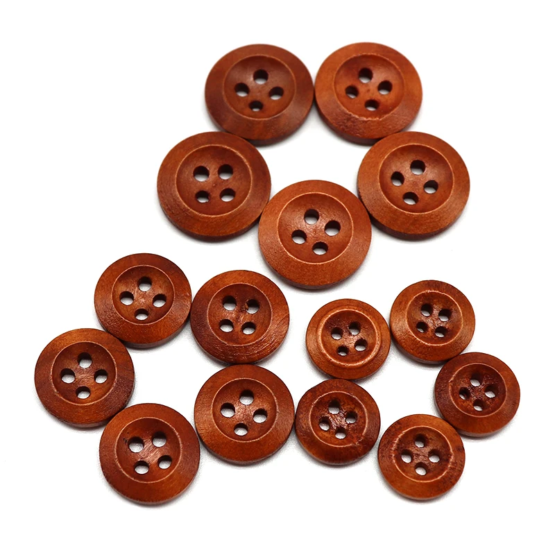 

ywzatgits 12pcs 13/15/18mm Round 4-Holes Wooden Sewing Buttons Natural For Garment Scrapbook Clothing DIY Decoration 004010054