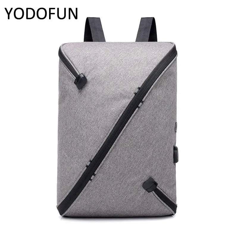 

Business Men Backpack Multifunction USB Recharging Personality Diagonal Zipper Laptop Casual Backpacks For Male 27*12*44cm