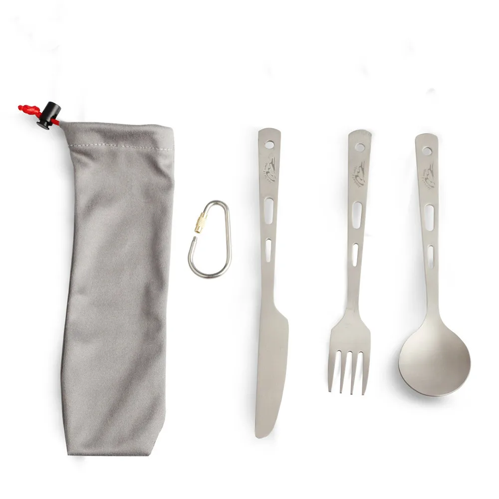Outdoor Camping Titanium Cutlery Picnic Tableware Knife Spoon Fork Set