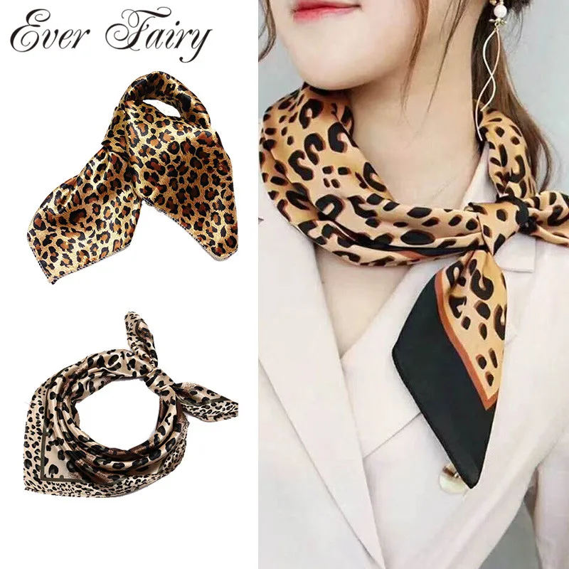 Foulard Carre En Soie De Mode Pour Les Femmes Imprime Leopard A Fleurs Bandeau Echarpes Cou Mouchoir Bandana Accessoires 50cm Aliexpress