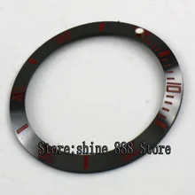 38 мм черный керамический ободок красные следы вставка для 40 мм SUB мужские часы