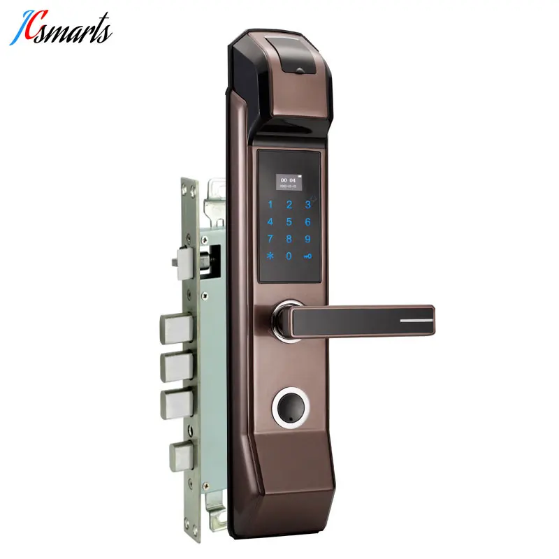

Jcsmarts Biometric Fingerprint Password Door Lock Hidden IC card Reader LCD Display English Audio Guide