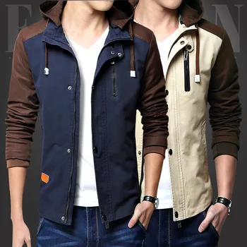 

Men Slim Shirt Casual Spring Hooded Fashion Thins Plus Size Jacket Korean Casual Boys Fall Jacket Solid Color Men Collar Tops
