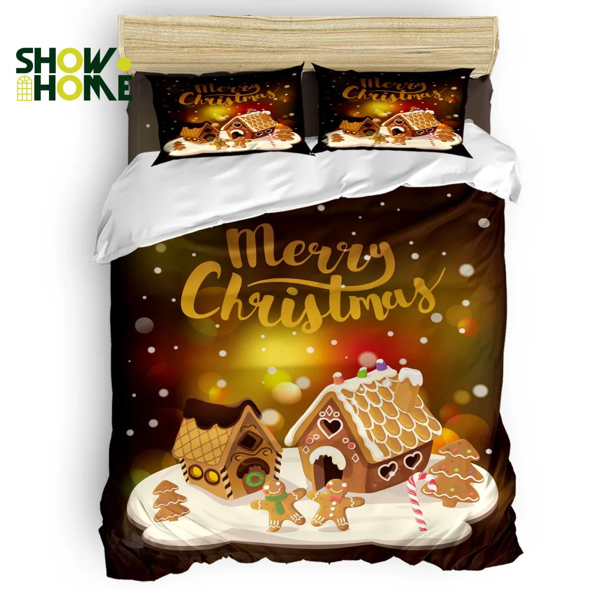 

SHOWHOME Duvet Cover Merry ChristmasDuvet Cover Set 4 Piece Bedding Set For Beds