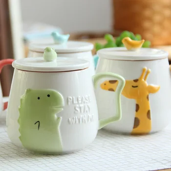 

3D Relief Animal Flamingo White Ceramic Coffee Mug Creative Coffee Cup Breakfast Milk Cup