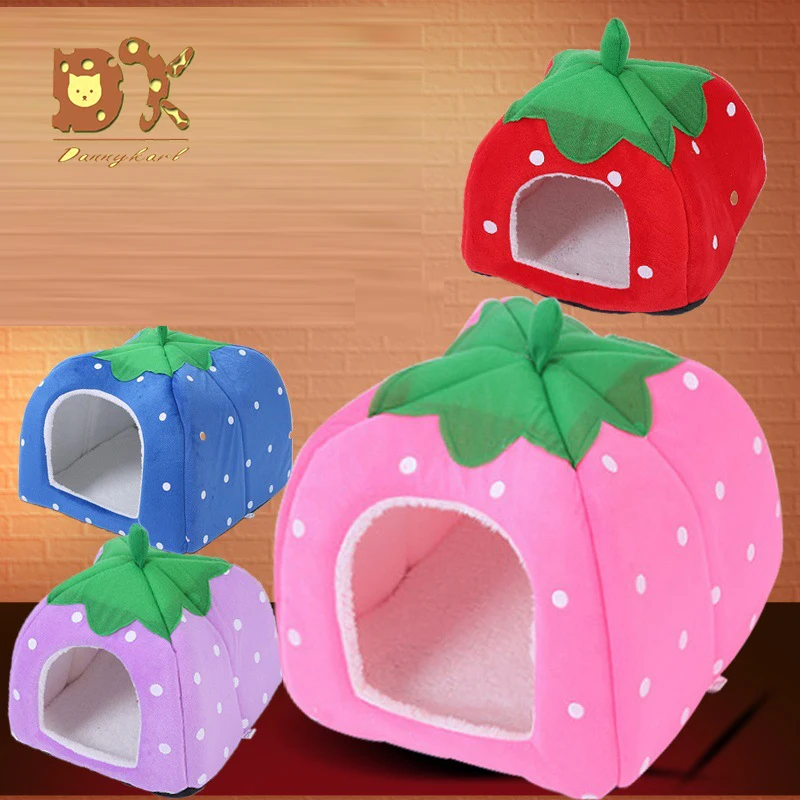 

DannyKarl Pet Supplies Wave Strawberry Nest Warm Dog Kennel Cat Nest Can Be Removed and Washed Short Plush Pet Nest House 2019