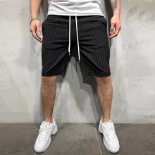 Pantalones Cortos informales para Hombre, pantalón corto con bolsillo de retales a rayas y cordón ajustable
