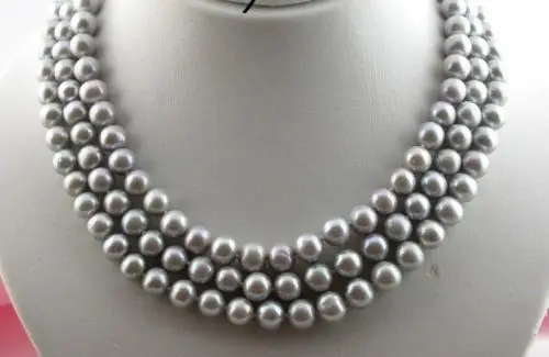 

huij 001530 50" HUGE 9-10MM PERFECT ROUND SOUTH SEA GENUINE GRAY PEARL NECKLACE