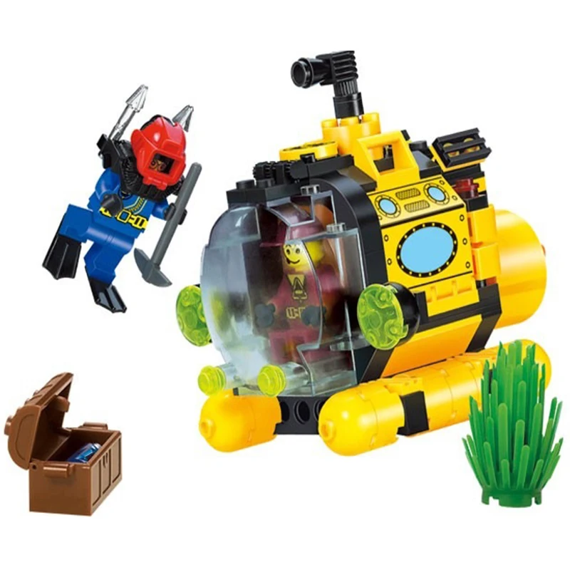 

122 pcs New Children's Model Building Blocks Kit Treasure Hunt Submarine Assembling Plastic Block Toys Compatible Legoings