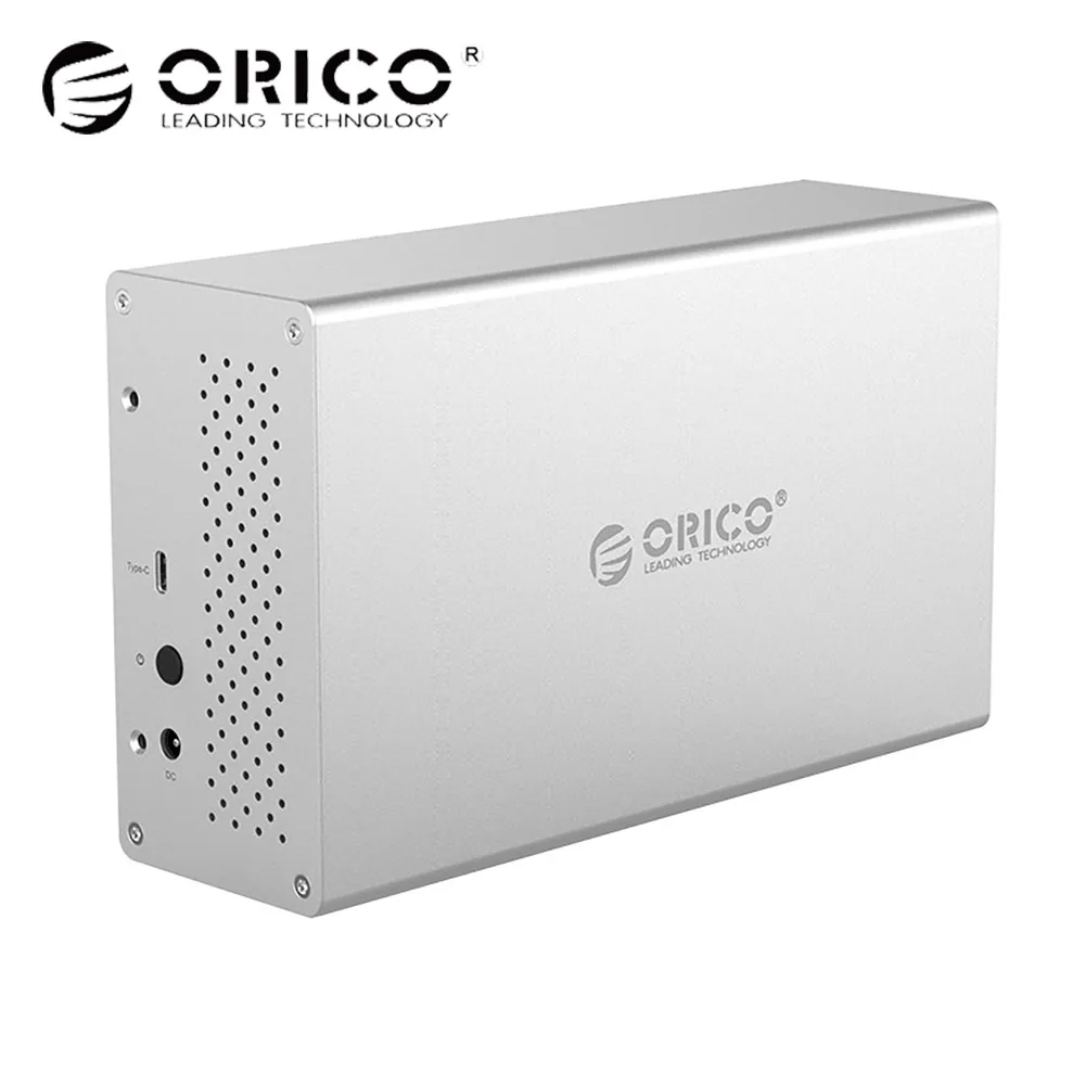 

ORICO 3.5" Dual Bay HDD Enclosure Aluminum HDD case SATA to Type-c External Hard Drive Adapter hdd docking station Support 10TB