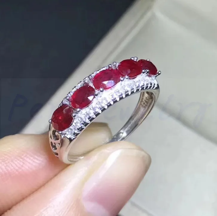 Натуральный рубин кольцо стерлингового серебра 925 натуральной Рубин Fine handworked jewelry 0.35ct* 5 шт. драгоценных камней# X18060217