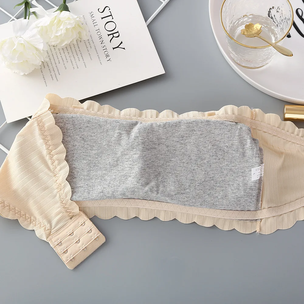 Summer New Ice Silk Thread Non-slip Silicone Word Around The Girl Wrapped Chest Chest Three-breasted Adjustable Bra