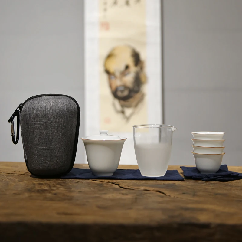 TANGPIN ceramic teapot kettle gaiwan teacups chinese teaware portable travel tea set with travel bag