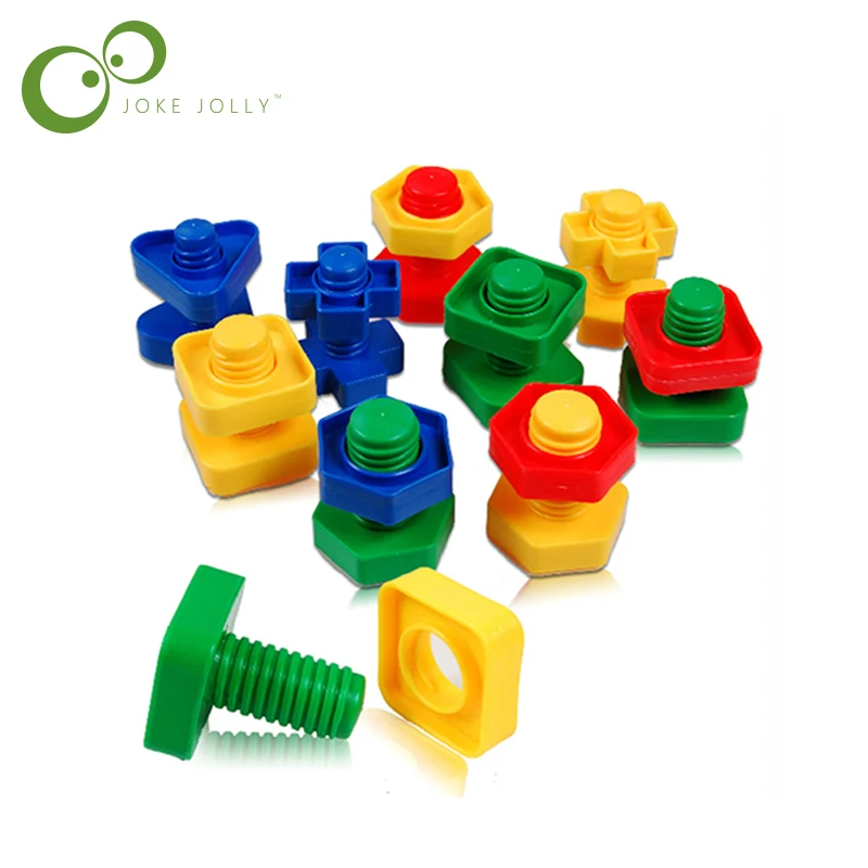 

3pcs/lot Screw building blocks plastic insert blocks nut shape toys for children Educational Toys montessori scale models