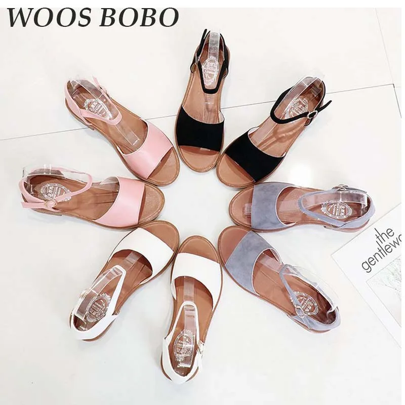 

Summer Women Shoes Gladiator Buckle Strap Cover Heel Fashion Ladies Flat Sandals Concise Open Toe Ankle Strap Womens Sandals