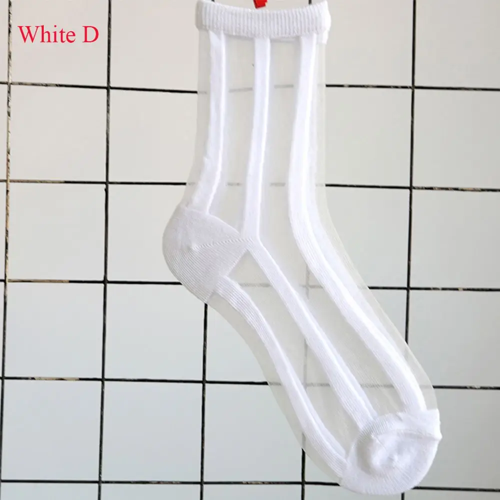 1 пара, новые модные кружевные сетчатые ажурные носки, нейлоновые прозрачные эластичные тонкие женские носки из сетчатой пряжи - Цвет: D-white