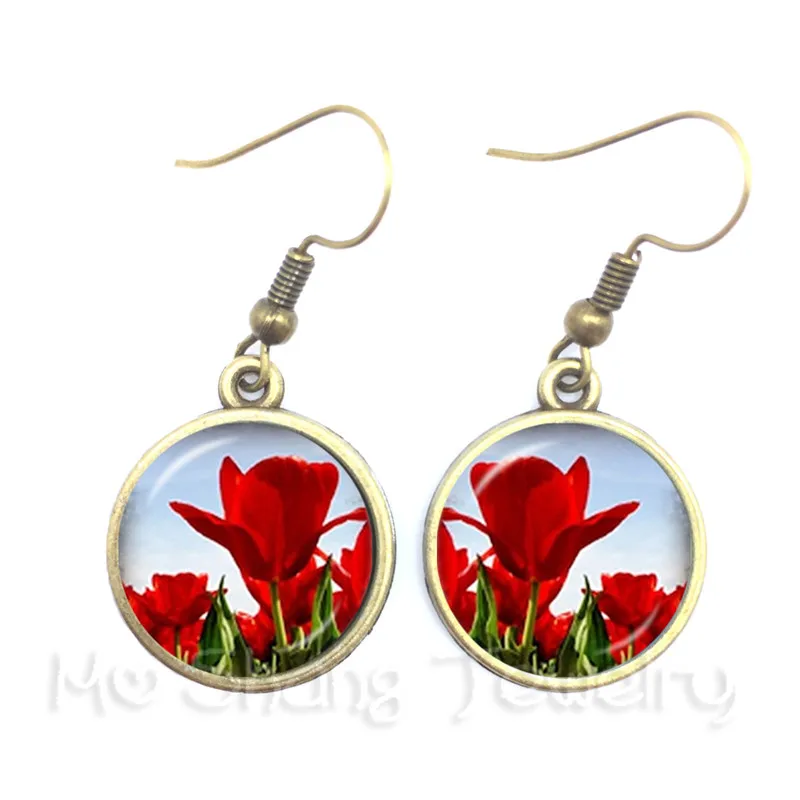 Tulips Flowers Design Time Gem Earrings European And American Jewelry