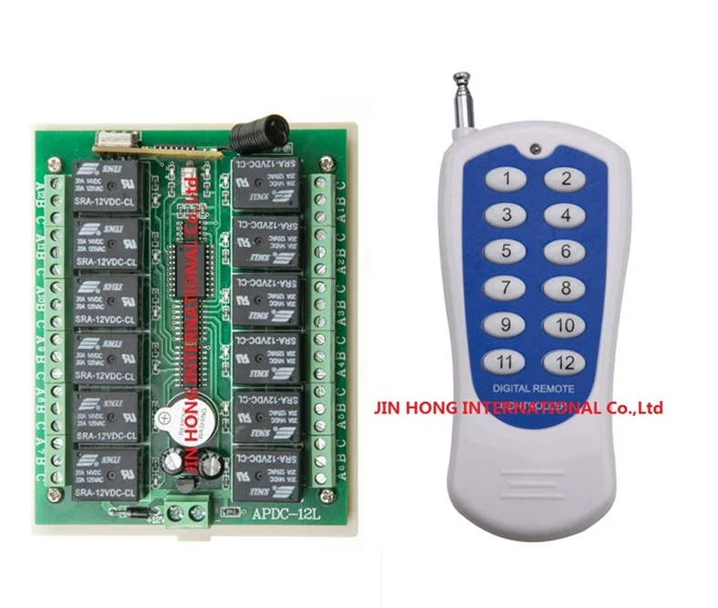 12 В 12CH переключатель дистанционного управления беспроводной радиочастотный передатчик приемник узнать код 8 видов способ работы 315/433 Max 5A 250VAC