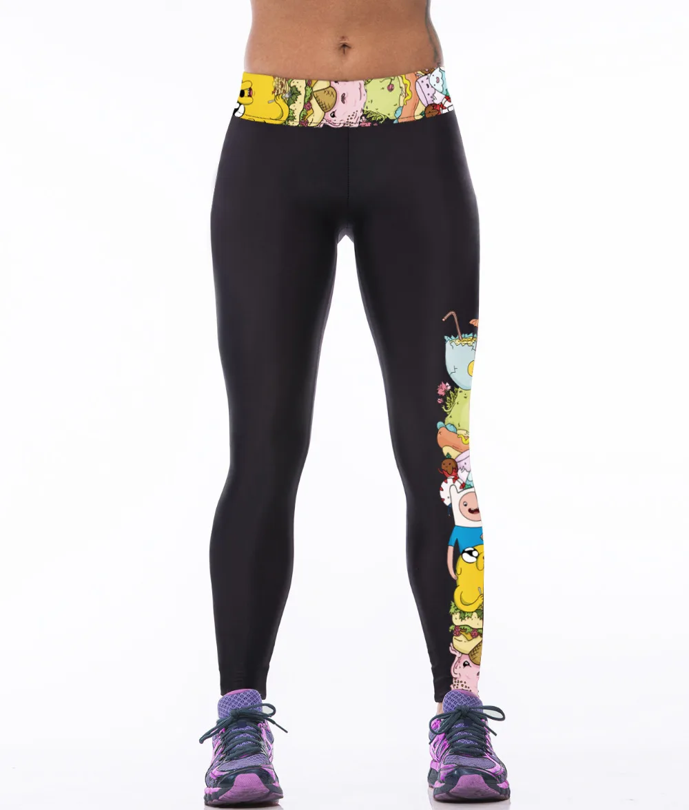 

Cartoon 3d Printed Black High Waist Leggings Spandex Workout Legging Fitness Pants Women Punk Leggins Mujer Adventure Time